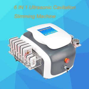 6 in1 40KHz cavitação vácuo RF Radio Frequency Loss Laser Peso Máquina Salon LipoLaser equipamento de sucção