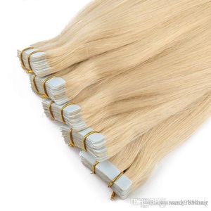 Hud Weft Remy Hair Pu Weft Body Wave Tape Human Hair Extensions 613 Bleach Blond Brasilian Body Wave Hair 1426 Inch