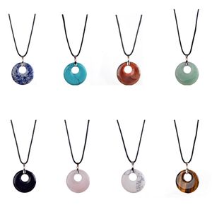 40MM Round Gemstone Coin Material Natural Stone Healing Crystal Quartz Charm Pendant for Necklace Making Women Jewelry