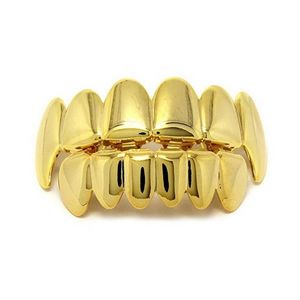 Grillz dentes definir alta qualidade mens hip hop jóias reais grelhados banhados a ouro