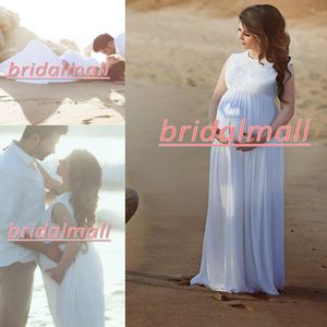 Wholesale top maternity wedding dresses for sale - Group buy African O Neck White Chiffon Maternity A Line Wedding Dresses Lace Top Beach Boho Bridal Gowns Plus Size Pregnant Formal Bride Dress