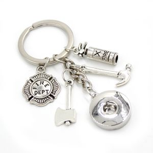 New Arrival Wholesale Snap Jewelry Firemen Key Chain Handbag Charm Snap Key chains Key Rings Firefighter Gift Keychain for men women Gifts