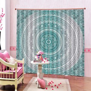 Customized Simple Blue Flower Curtain Decoration Indoor Living Room Bedroom Kitchen Window Blackout Curtain