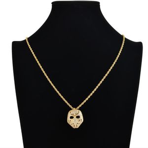 Mode hip hop halsband för män kvinnor vintage mask halsband kedja man smycken guld silver 24inch rostfritt stål guldplätering hängen kedjor