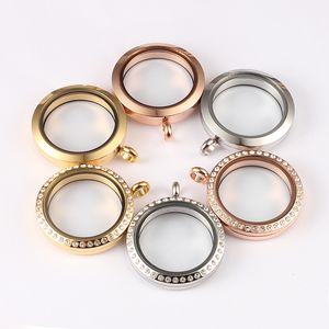Floating Charms Photo locket 316L Stainless Steel Screw Open Glass Living Memory locket Pendnat Jewelry 25mm/30mm