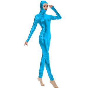 17 Kolory Kobiety Shining Open Face Zamaskowany Zentai One Piece Halloween Cosplay Party Catsuit Długim Rękawem Dancing Hooded Unitard