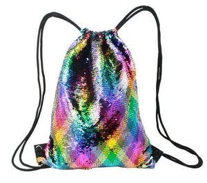 Discount Cheap streetwear waterproof Pull discolored sequins sports bag, rope harness pocket,Oxford flip sequins, men super-thick nylon rope