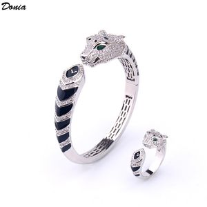 Donia Schmuck Luxus Armreif Europäische und amerikanische Mode übertrieben klassische gestreifte Leopardenkupfer Intarisch Zirkon Set Designer Geschenk