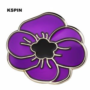 Viola Papavero Fiore Distintivo Bandiera Badge Distintivo Pins Spilla Distintivo XY0373