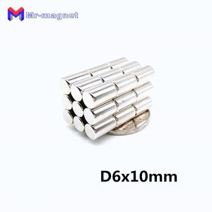 IMANES 50 adet Neodimyum Disk Mıknatıslar 6x10mm N50 Süper Güçlü Güçlü Nadir Toprak 6mm x 10mm Küçük Yuvarlak Mıknatıs 610 6mm x 10m