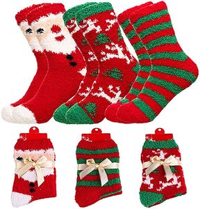 Kobiety Winter Christmas Fuzzy Fluffy Skarpety Miękkie Przytulne Cy Warm Slipper Bed Skarpety do Xmas Prezent 12 Par / Lot