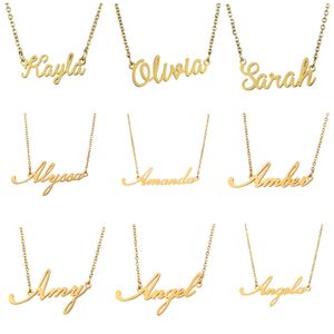 Titanium Steel Personalized Customized Name Pendant Necklace Letter Diy Name Chain Necklace for Gift 30 Styles High Quality