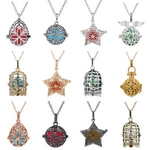 300 Desgins Birdcage Heart Wing Clover Gravid halsband Mexiko Chime Ball Pendant Lava Bead Essential Oil Diffuser Locket Charms Making