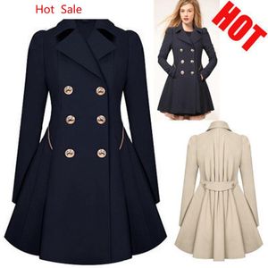 Windbreaker Commute Thin Double Row Buckle Overcoat Coat OUCAG 2018 Woman Girl Sexy Plus Size Bodysuit Hot Sale Loosen