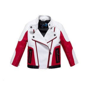 Mode Junge Kausal Jacke Mantel Neuheit Leder PU Jacke Mantel für 5-14 Jahre Jungen Studenten Kinder Kinder Oberbekleidung Lederbekleidung WY066