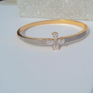 „XP“ Senior Design 24 K feines massives Gelbgold GF CZ Kubikzircon Kreuz Blume Makramee-Armband 60# Damen Herrlich