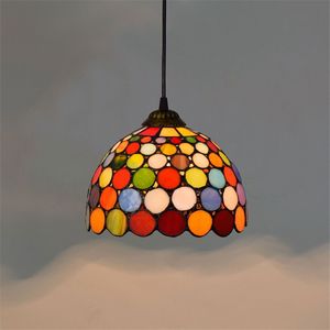 American retro art colorful lamp Tiffany stained glass bar restaurant bedroom aisle decoration chandelier TF046