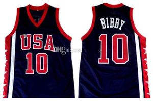 # 10 Mike Bibby Team America Navy Blue White Retro Klassische Basketball-Jersey Mens Nähte benutzerdefinierte Nummer und Namens-Trikots