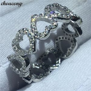 Choucong Heart Shape Кольцо Обещания 100% Настоящее Стерлингового Серебра 925 5A CZ Обручальные Обручальные Кольца Для Женщин Изящных Ювелирных Изделий