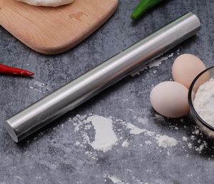 Aço inoxidável Fondant Rolling Pin Cozimento Em Massa Rough Pizza Pasta Roller Non Stick Bolo Acessórios SN2440