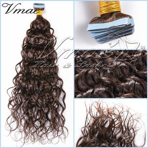 Naturalna taśma kolorowa w jedwabiu Prosta fala 4A 4B 4C Afro Kinky Curly Brazylijski dziewiczy Remy Human Hair Extension