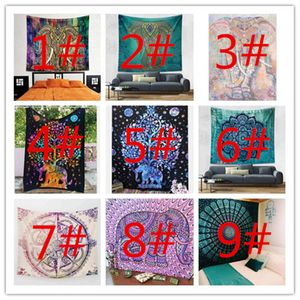 Arazzi 150 * 130 cm Nuovi arazzi Bohemian Mandala Beach Tapestry Hippie Throw Yoga Mat Asciugamano Elefante Pavone Scialle in poliestere