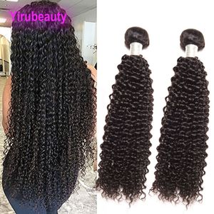 Malezyjskie przedłużenia ludzkich włosów 2 pakiety Kinky Curly Natural Natural Color 10-28 cal Cheveux Double Wefts Tissage