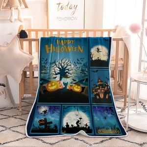 Coperte di Halloween Singolo peluche Coperta per condizionatore d'aria stampata digitale Bambini Zucche per adulti Hallowee Mantello Scialle in pile Avvolgere GGA2660
