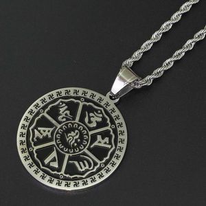 Fashion-Pendant Halsband för män Kvinnor Lyx Amulet Pendants Rostfritt Stål Om Mani Padme Hum Halsband Religiösa Smycken Gåvor