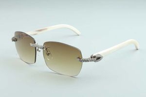 Заводской магазин Новейшие солнцезащитные очки A7-B3524012 с натуральным белым рогом и бриллиантовыми линзами, модные мужские и женские безграничные солнцезащитные очки