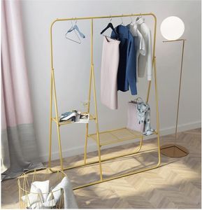 Kläder Shopping Rack Sovrum Möbler Kläder Shop Golden Racks Store Fönsterväska Show Shelf Cloth Side Hanging