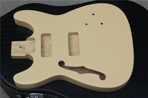 Semi-oca Body Cream guitarra elétrica amarela corpo com f Hole, pode ser personalizado como seu pedido