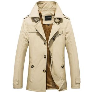 Varm vinterpoplulär England Designer Turtle Neck Jacka Windbreaker Medium Long Fleece Men's Trench Coats Plus Size M ~ 5XL
