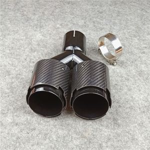 Tubo di scarico universale in carbonio Tubo lucido Titanio nero Modello Y Silenziatore Diffusore Ugelli in acciaio inossidabile
