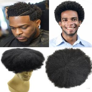 4mm Afro Curl Full Lace Toupee Mens Wig Chinese Virgin Human Hair Pieces Replacement for Black Men
