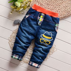 Boys Winter Pants Warm Denim Pants For Boy Babythick Denim Cartoon Trousers Kids Thermal Jeans 3t Children Warm Casual Leggings Y190529