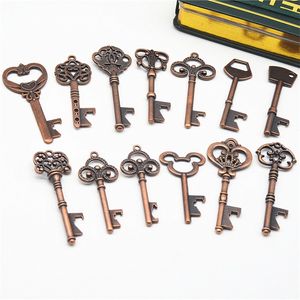 16 Styles Keychain Ancient Copper Key Beer Bottle Opener Creative Wedding Gift Party Bar Tool FMT2154