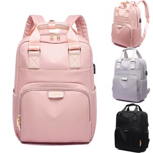 2019 moda mochilas mulheres13.3 14 polegadas mochila portátil com carregador usb fêmea back pack sacos de escola para meninas adolescentes