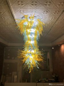 Luxuriöse goldene Kronleuchter aus Glas im Murano-Stil, Treppenlicht, LED-Unterputz-Deckenleuchter, Lustres de Cristais Lustre