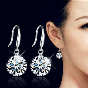 Moda 925 Posrebrzana biżuteria Kobiety Kryształ Rhinestone Stud Stud Kolczyki Cyrkon Kolczyk Żyrandol Ear Ring Biżuteria Akcesoria WCW105