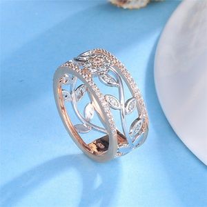 Wholesale brides rings for sale - Group buy Bride Engagement Ring Popular Through Flower Leaf Hollow Out Protect Color Ring Propose Gift