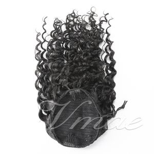 VMAe Brazilian Virgin Human Ponytail 140g 3A 3B 3C Kinky Curly Natural Horsetail Tight Hole Clip In Drawstring Hair Extensions
