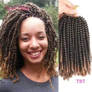 pre tiwsted hair extensions Single Spring twist crochet braids hair extensions ombre blonde bouncy hair curly with ombre brown short marley