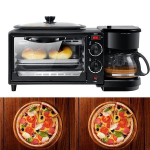 Kommersiella hushåll Electric 3 i 1 Breakfast Mothing Machine Multifunktion Mini Dropp Coffee Maker Bread Pizza Vven Frying Pan Toaster