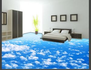 3D PVC chão azul céu, nuvens brancas, céu 3 d fotografias de foto para sala de estar 3d piso telhas autoadesivo papel de parede