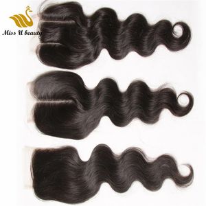 Top Lace Closure 4 * 4 Medium Brown Elasticlace Straight Body Wave Curly DeepWave Waterwave Virgin Human Hair Pieces