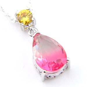 12 piece /Lot drop Pink Bi colored Tourmaline Topaz Gemstone 925 Sterling Silver Pendant Wedding Pendants Russia USA Pendants for Necklaces