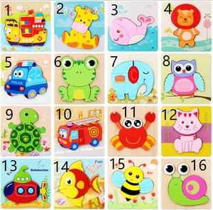 32 style Wooden Puzzle Toys for Interaction With Childs Kids Cartoon Animal Wood Puzzles Educational Toys for Children Christmas Gift L