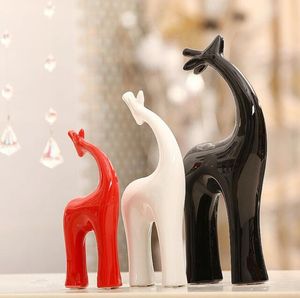 Giraff staty simulering familj hjort djur keramik artcraft hem tillbehör par gåva