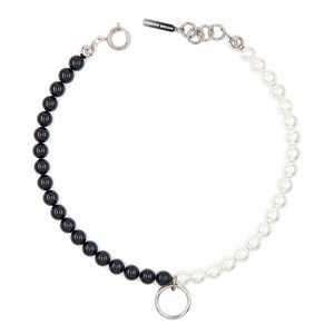 Hip Hop Justine clenquet New Black and White Hit Color Pearl Pendant Necklace Choker Clavicle Chain Female Fashion Jewelry Party Gifts